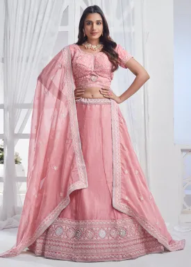 Light Peach Designer Style Embroidered Wedding Lehenga Choli