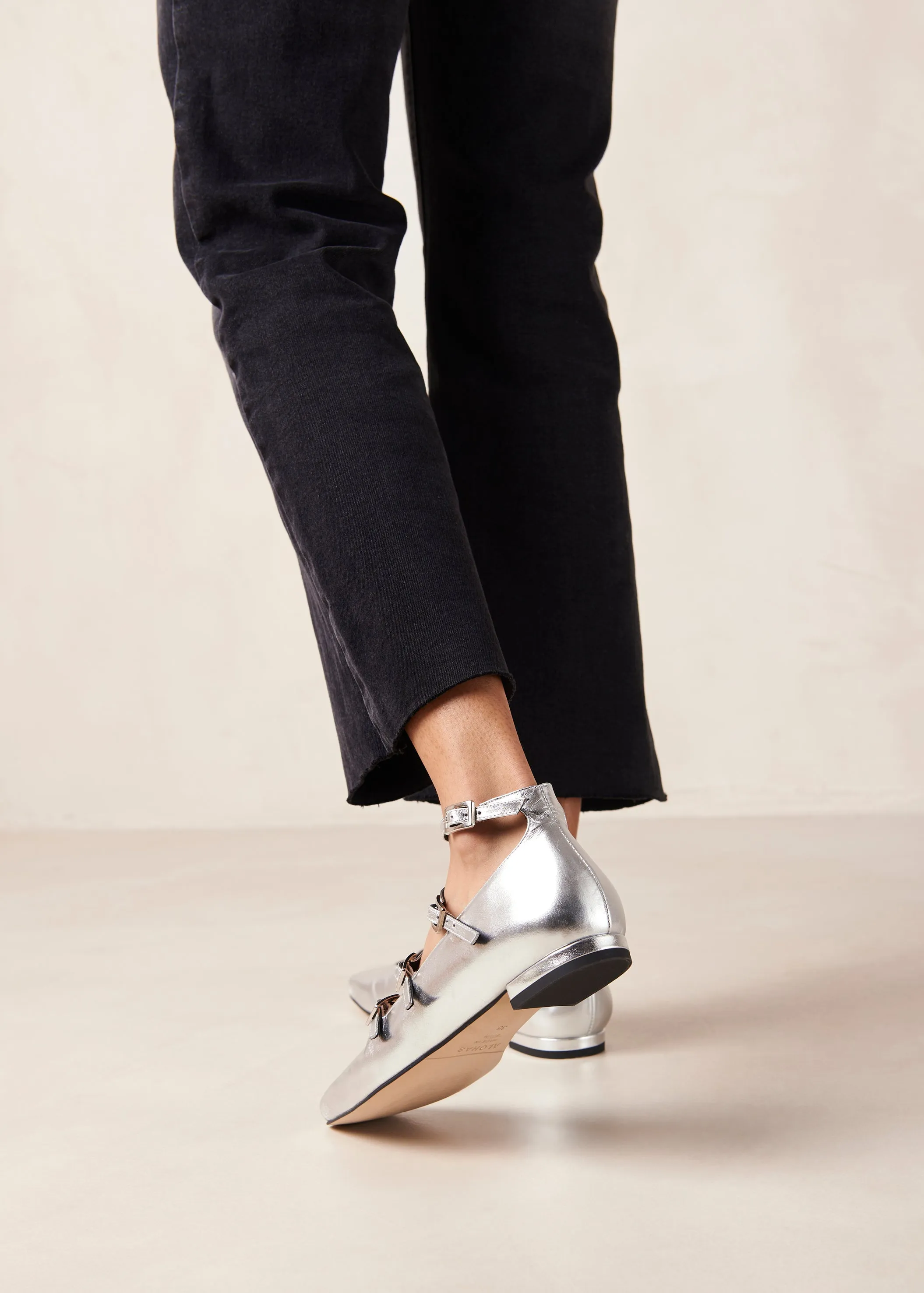 Luke Shimmer Silver Leather Ballet Flats