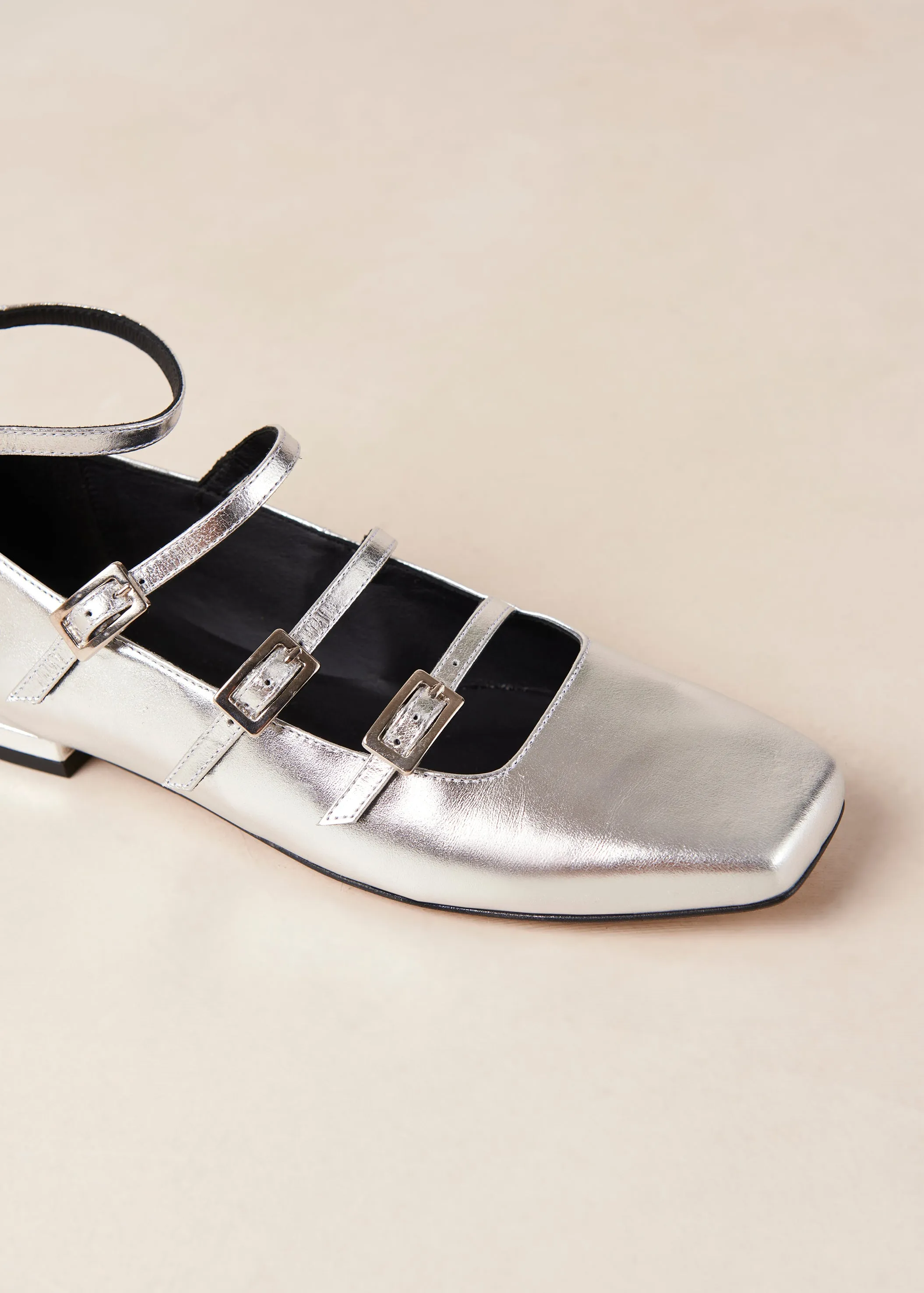 Luke Shimmer Silver Leather Ballet Flats