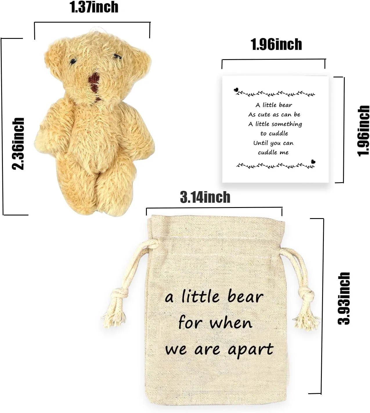 LUOKIFUR Pocket Bear - Long Distance Teddy Bear I Love You Couple Memorial Gift Missing You Gift