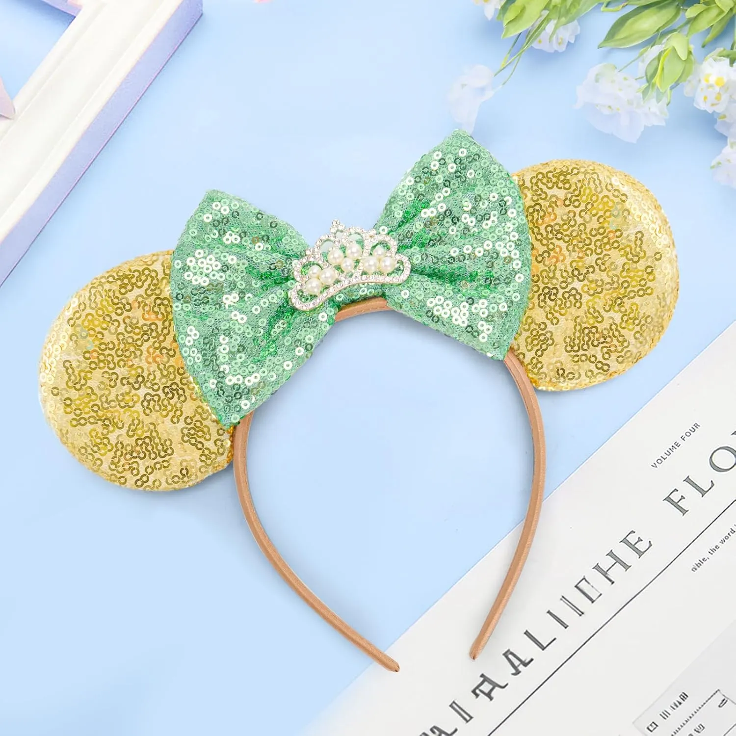 LYLIN Princess Tiana Ears,Tiana Mouse Ears Headbands for Women Girls Boys, Princess Accessories for Birthday Party Travel
