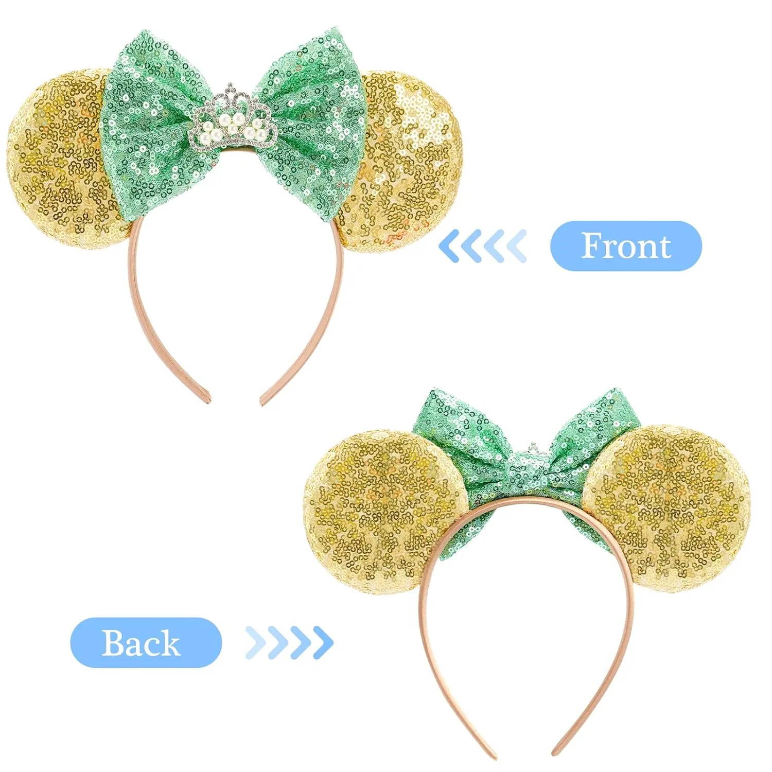 LYLIN Princess Tiana Ears,Tiana Mouse Ears Headbands for Women Girls Boys, Princess Accessories for Birthday Party Travel