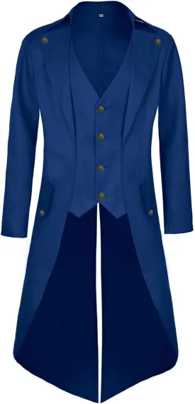 Mens Pirate Coat Steampunk Jacket Tailcoat Renaissance Jacket Halloween Hatter Costume