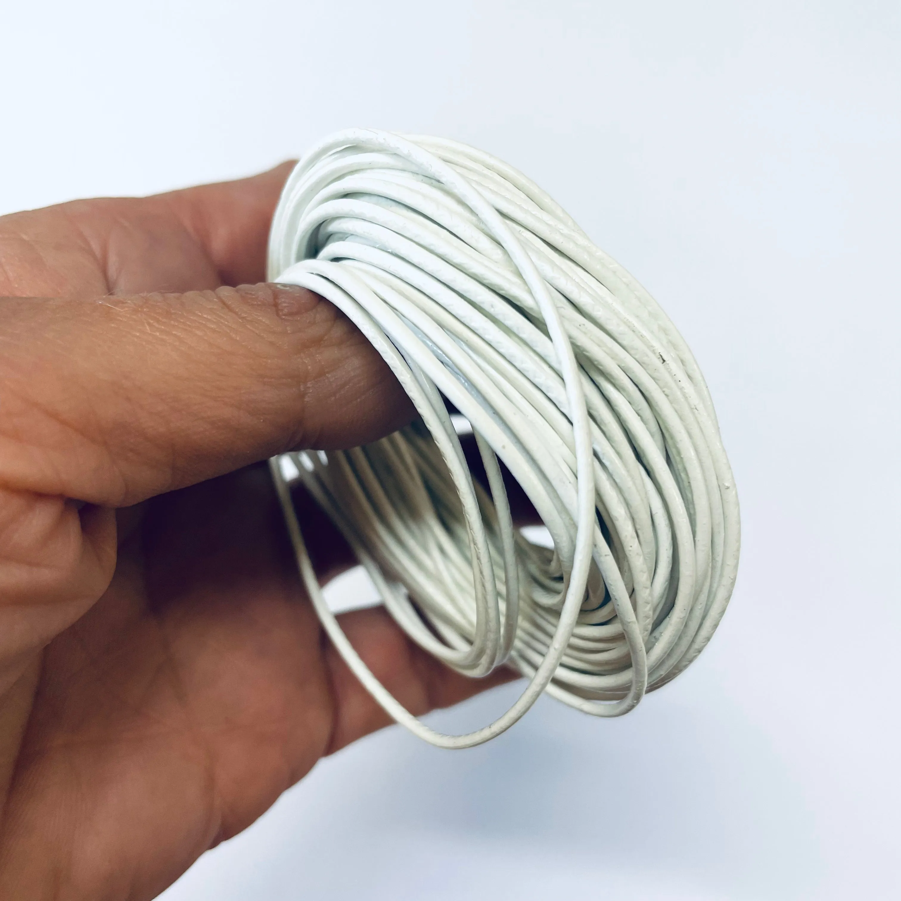 Natural Genuine Leather Cord per 10mtrs- White 1.5mm