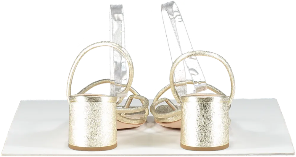 PAIGE Metallic Gold Leather Mid Heels UK 8 EU 41 👠