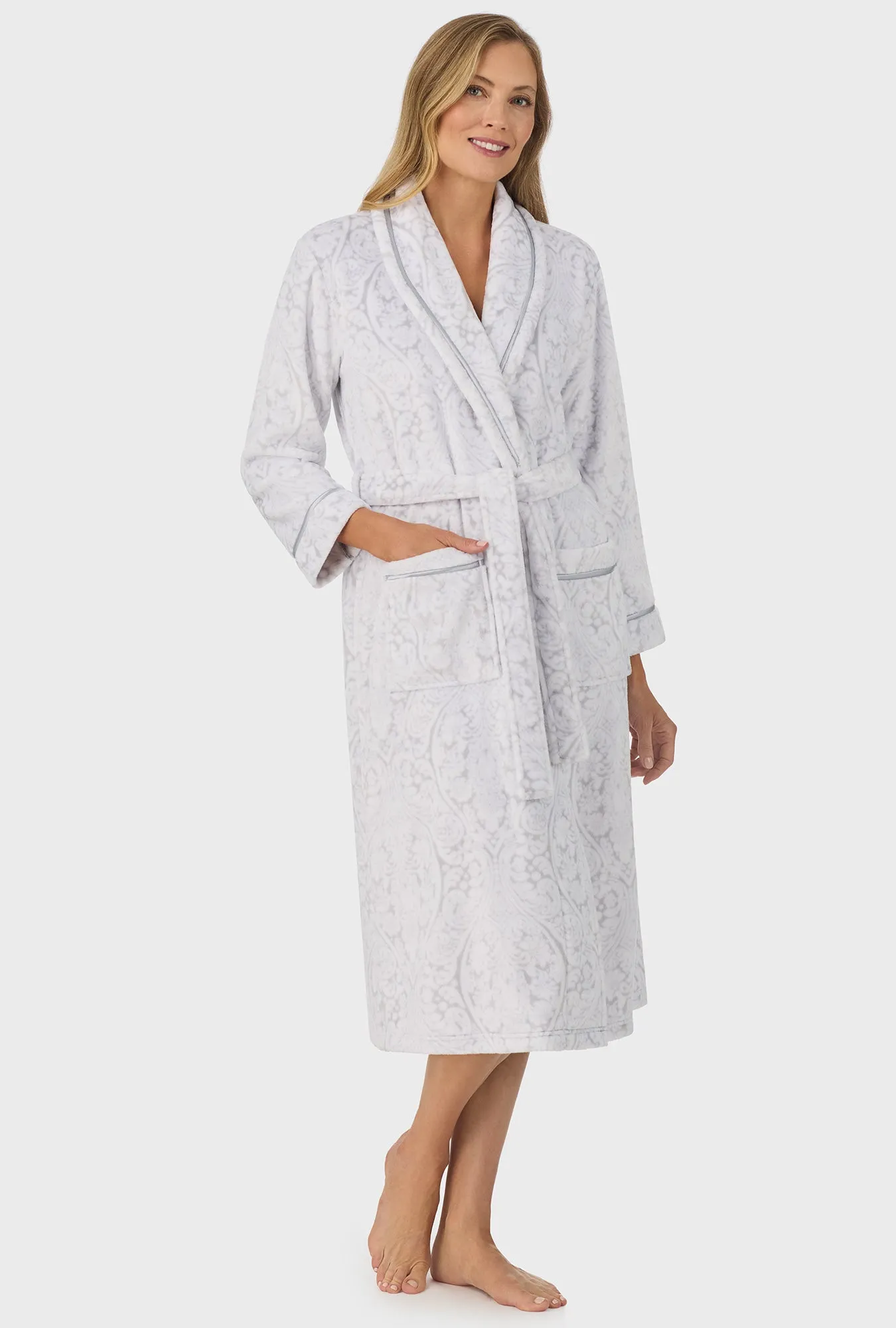Platinum Damask Wrap Robe