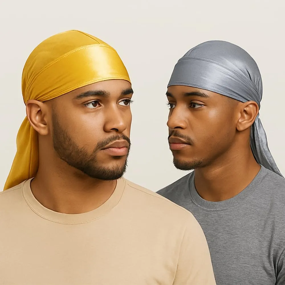 Premium Durag Pack for Men, Silky Doo Rag for 360 540 720 Waves