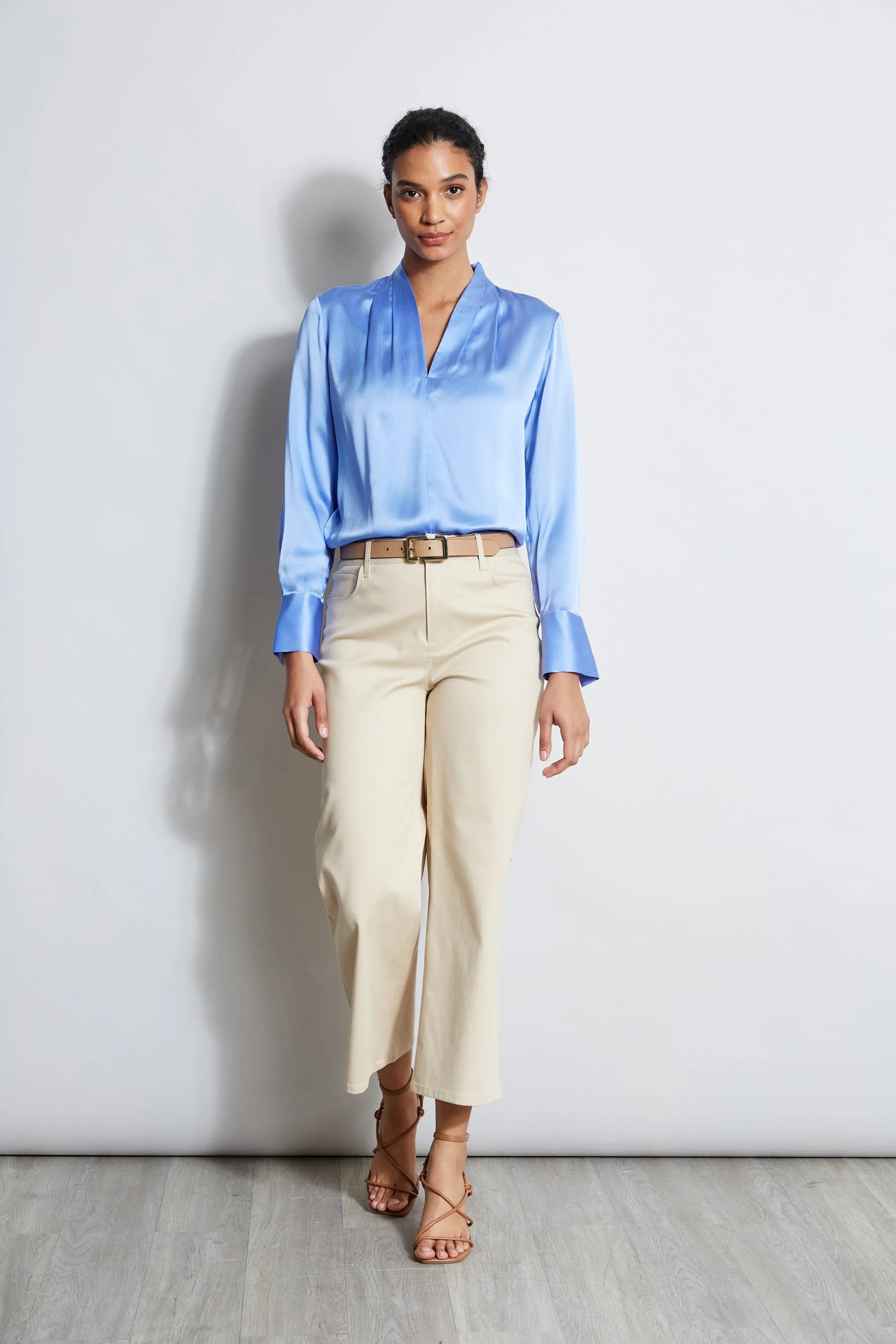 Silk Satin Contour Neck Shirt