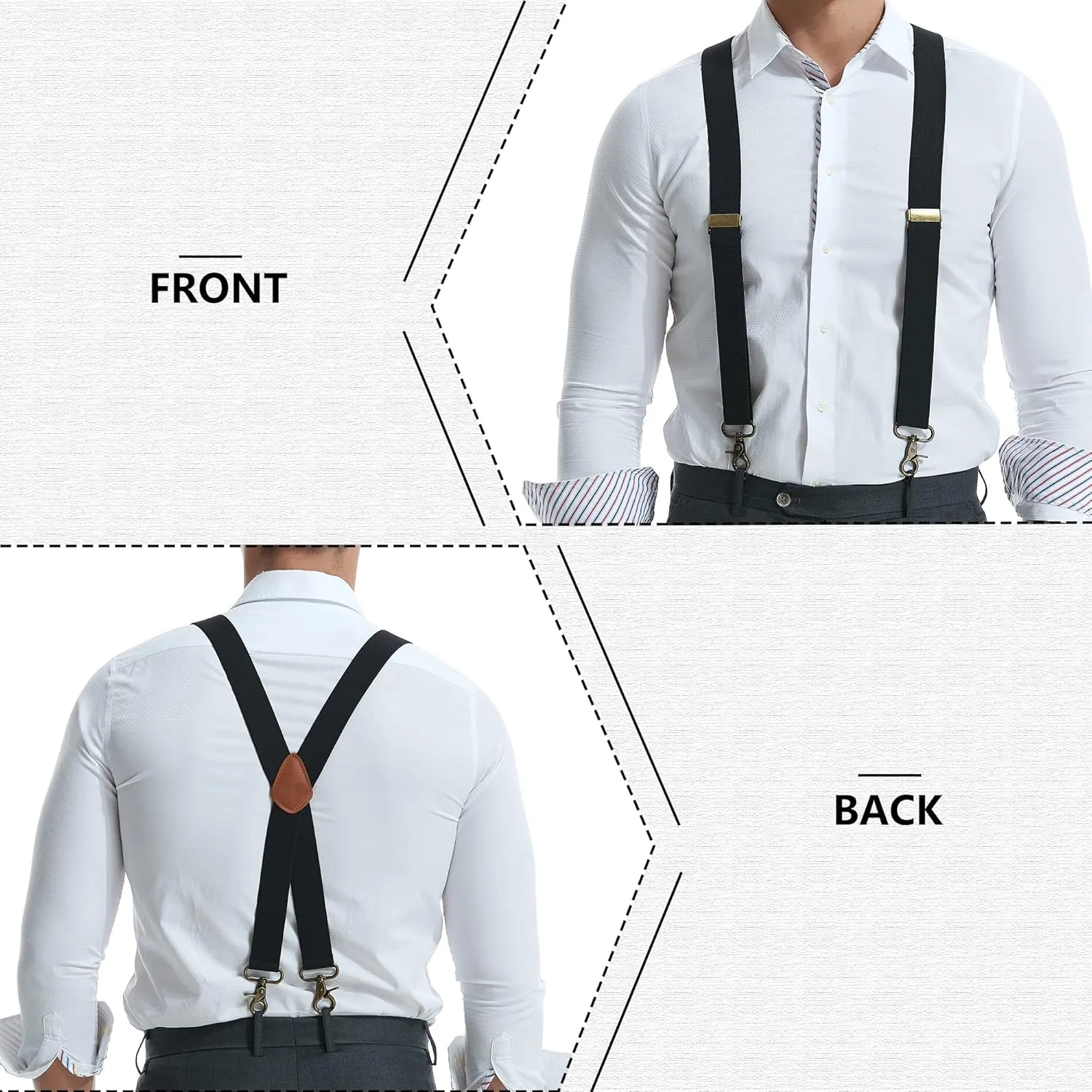 Snap Hook Suspenders for Men for Belt Loop Retro Suspenders Adjustable