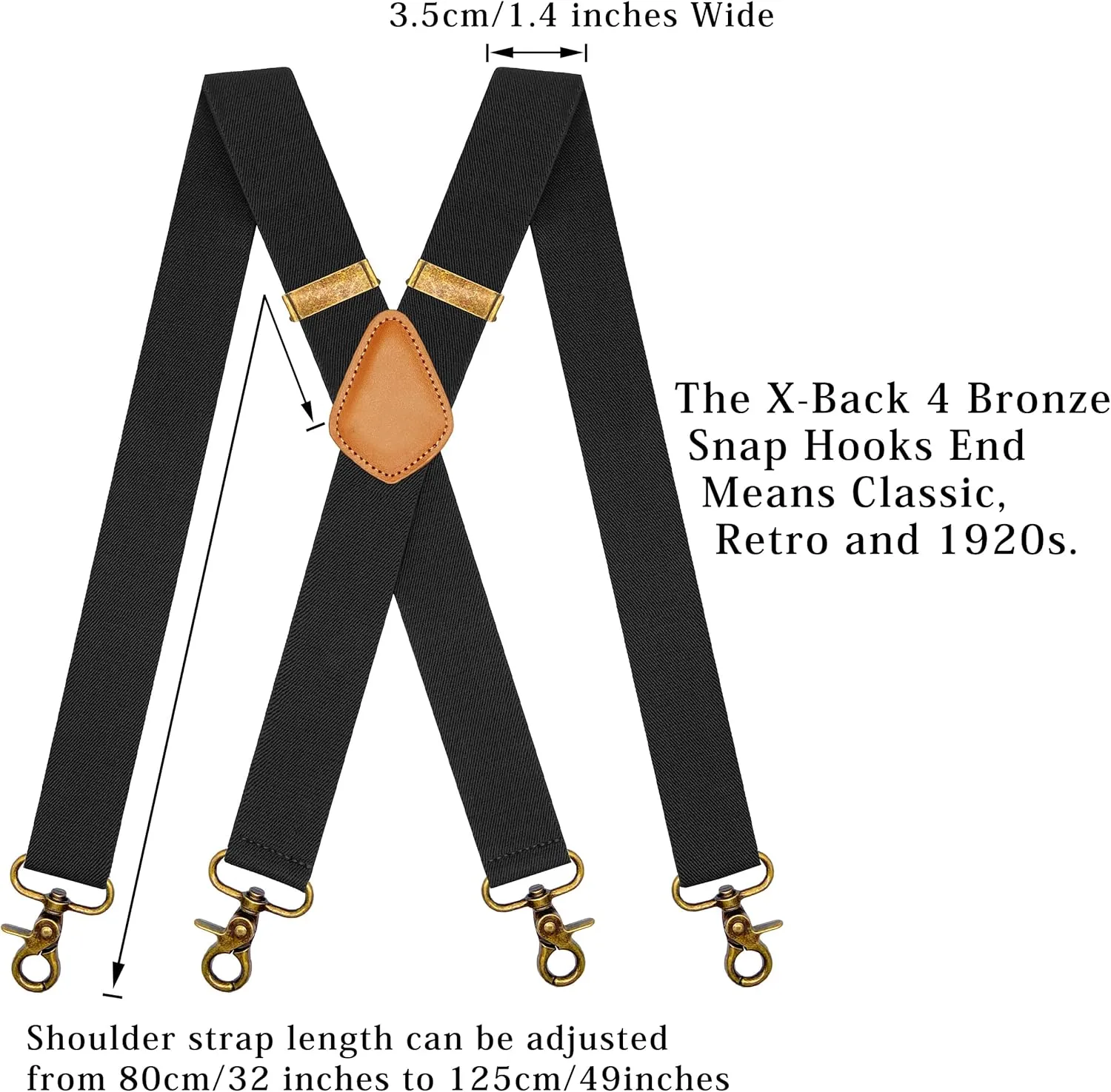 Snap Hook Suspenders for Men for Belt Loop Retro Suspenders Adjustable