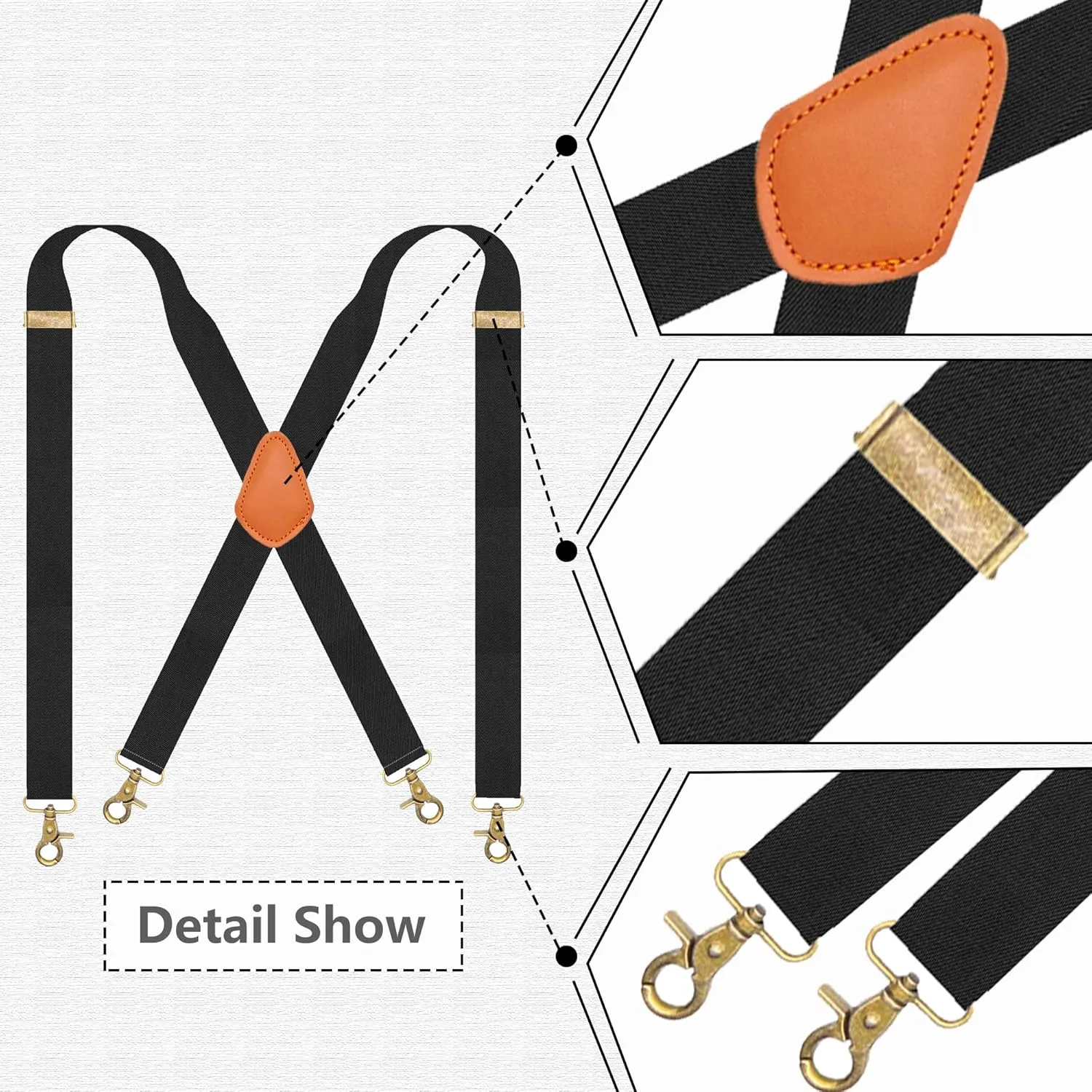 Snap Hook Suspenders for Men for Belt Loop Retro Suspenders Adjustable