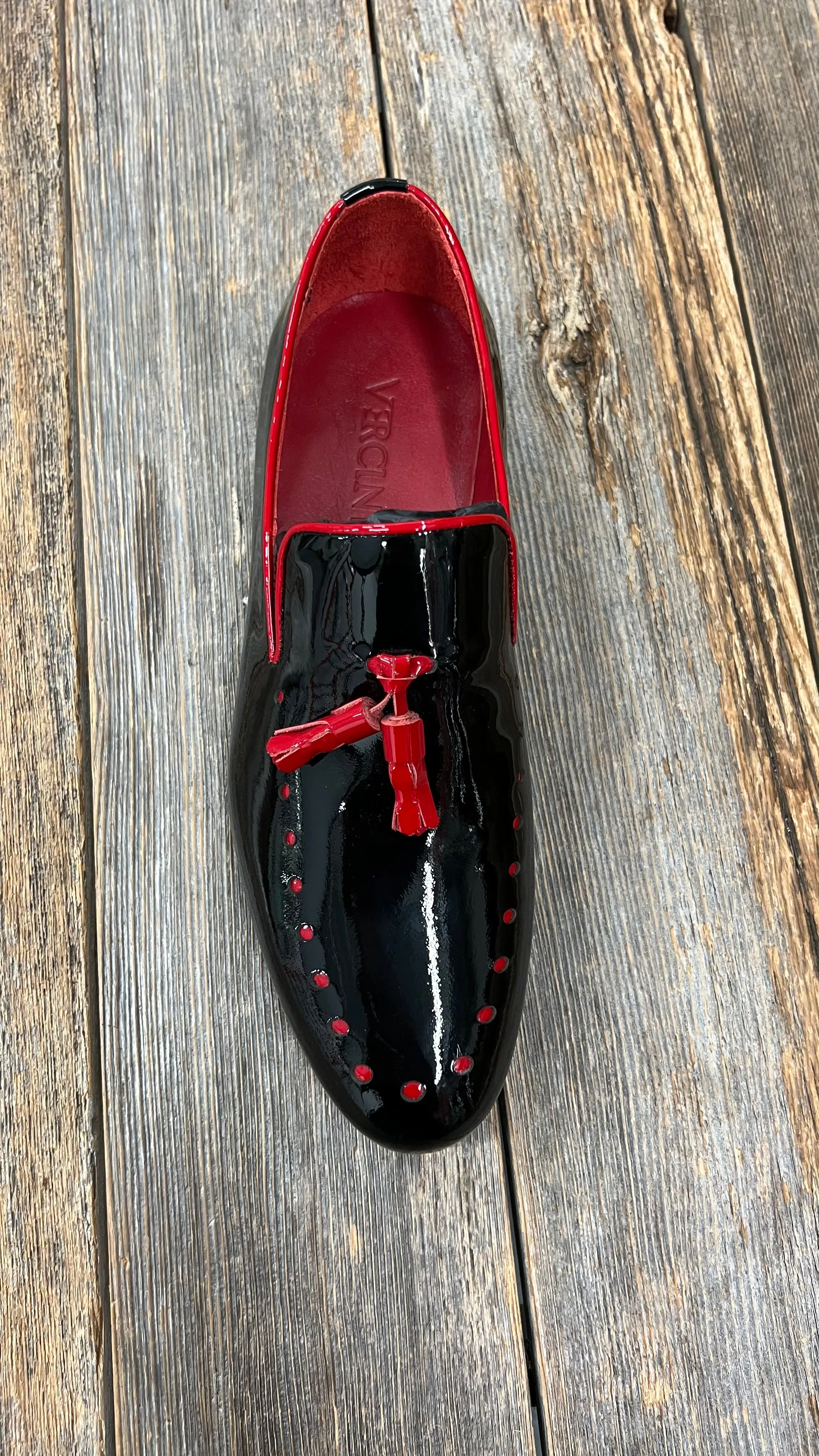 VERCINI Tassel Charm Patent Loafers