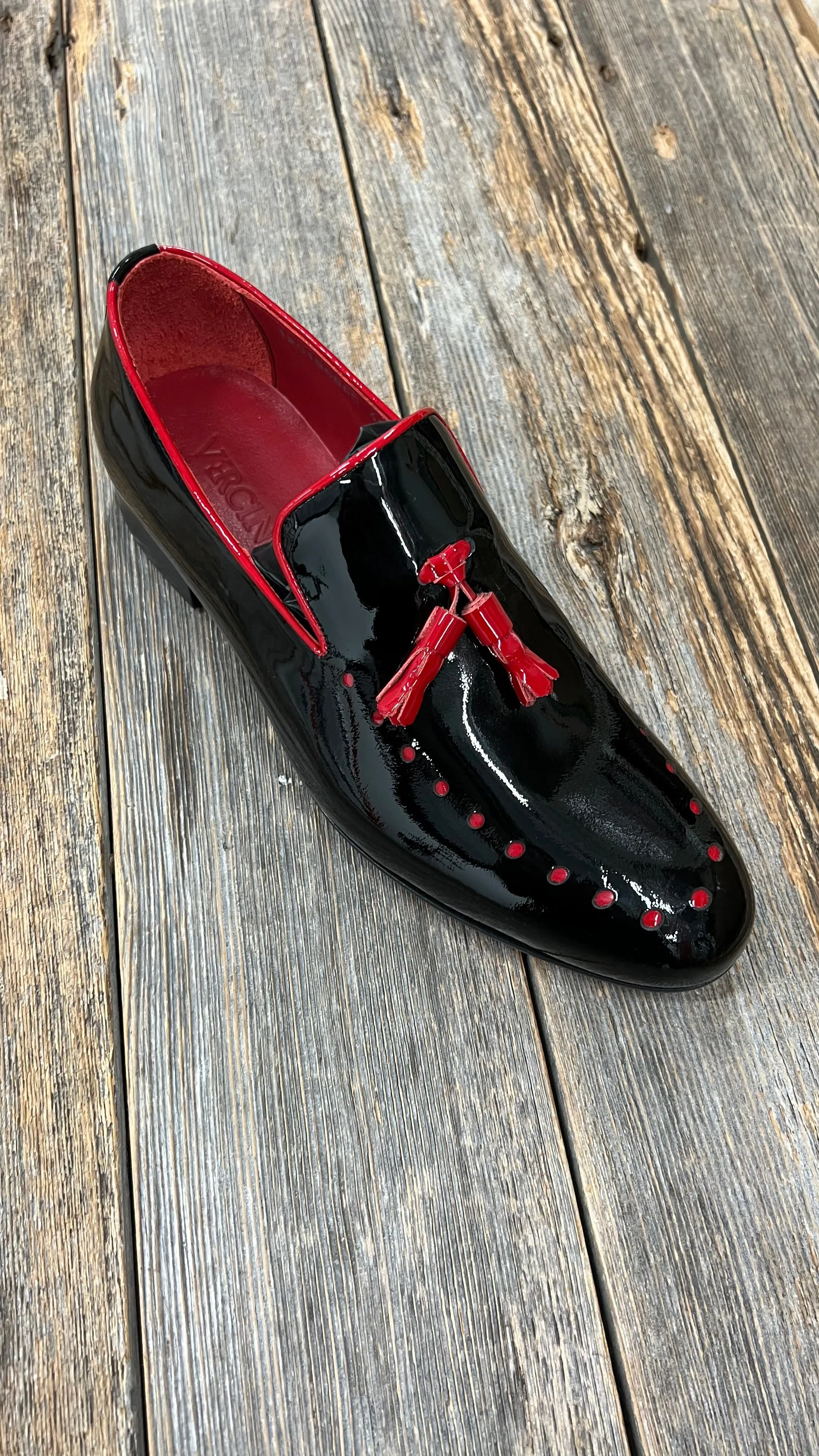 VERCINI Tassel Charm Patent Loafers