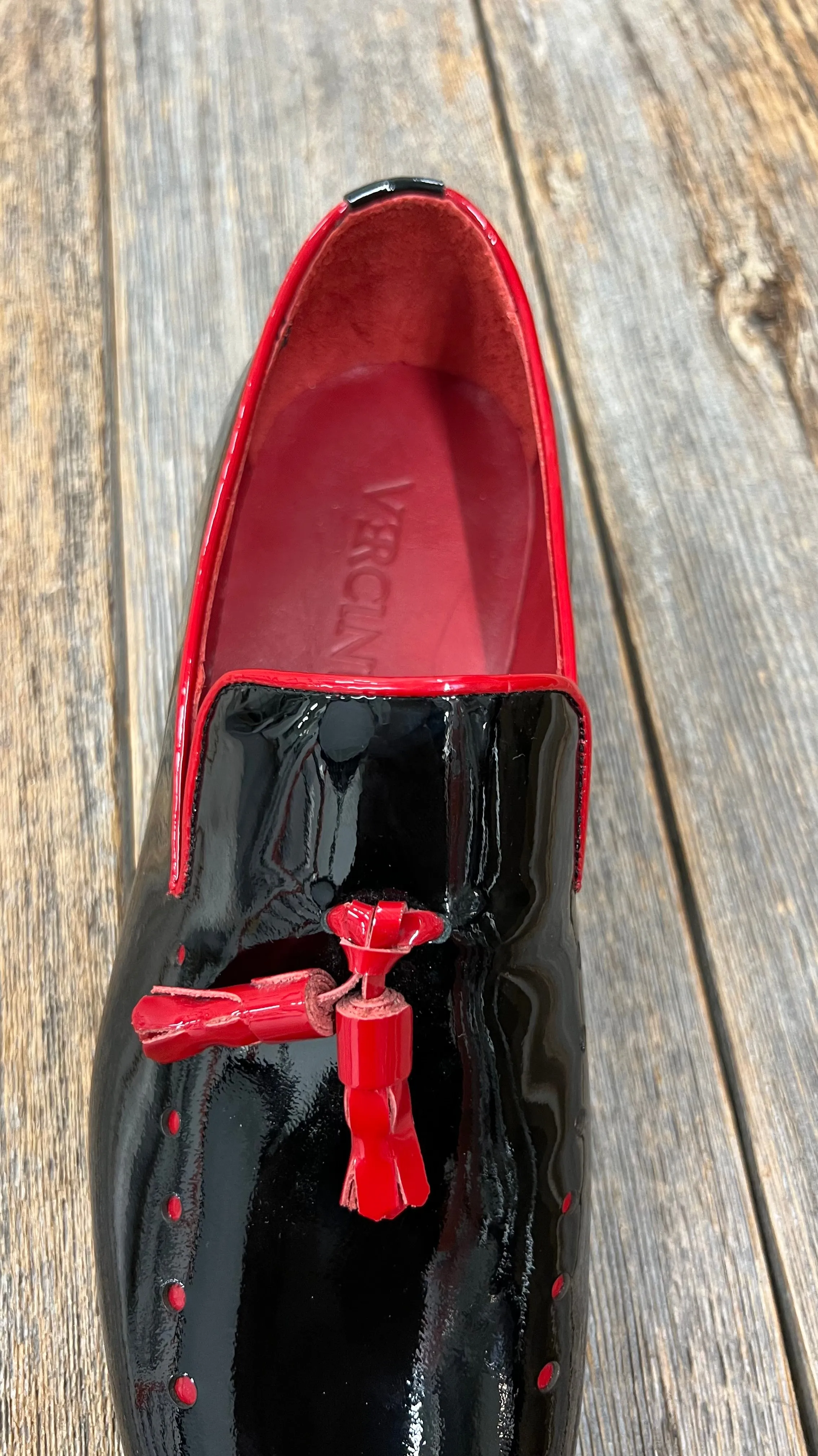 VERCINI Tassel Charm Patent Loafers