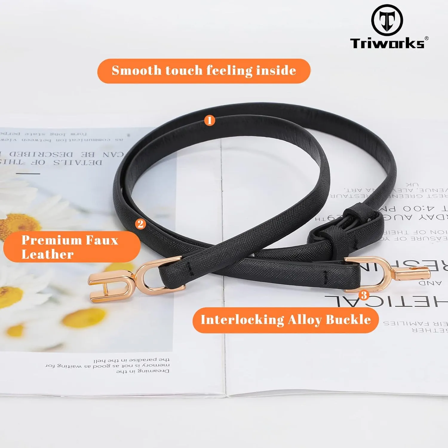 Women Skinny Leather Belts 3 Pack Ladies Adjustable Thin Waist Belts with Gold Buckle for Dresses
