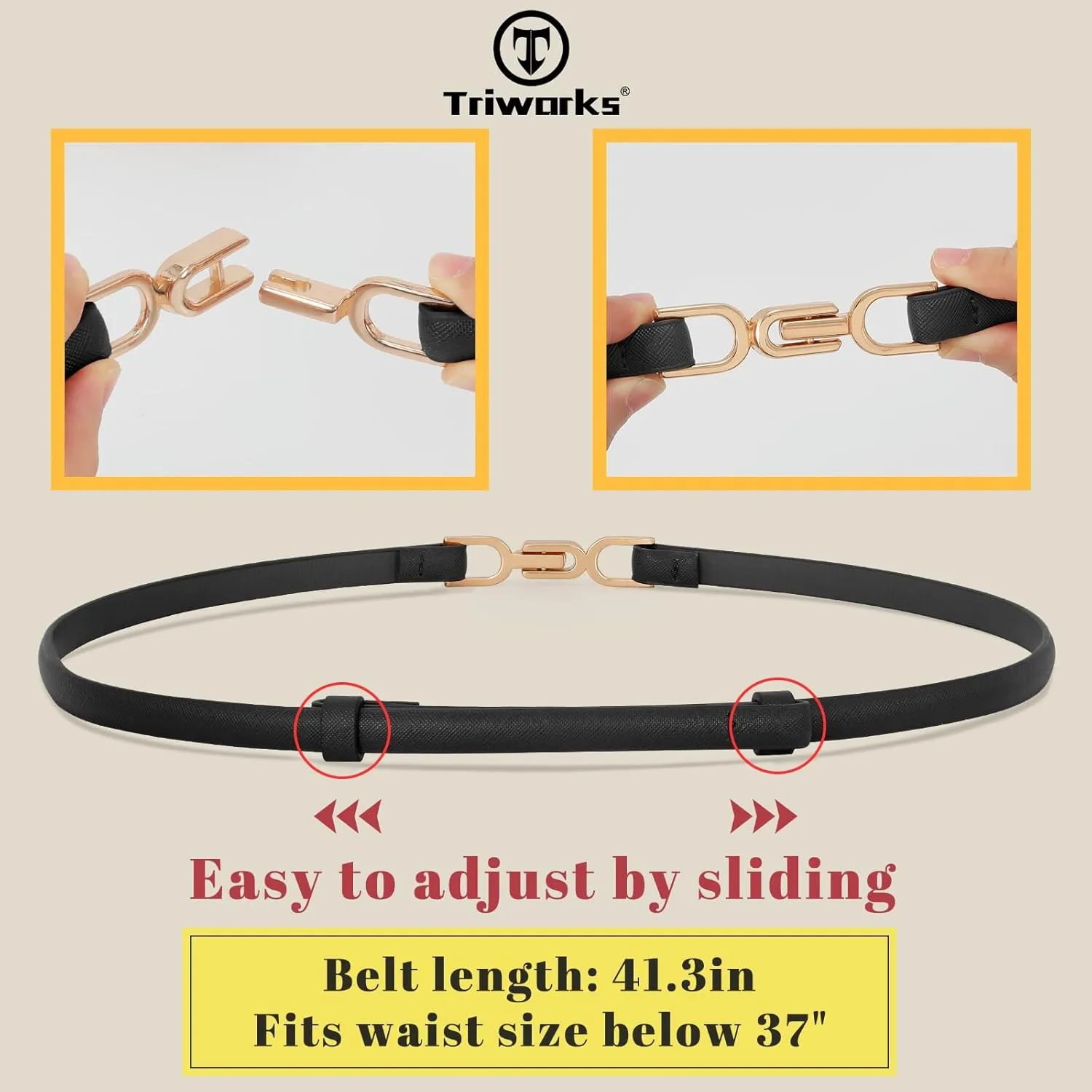 Women Skinny Leather Belts 3 Pack Ladies Adjustable Thin Waist Belts with Gold Buckle for Dresses