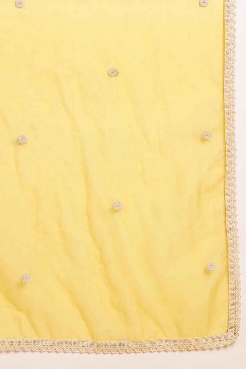 Yellow Silk Blend Solid Embroidered Anarkali Suit Set
