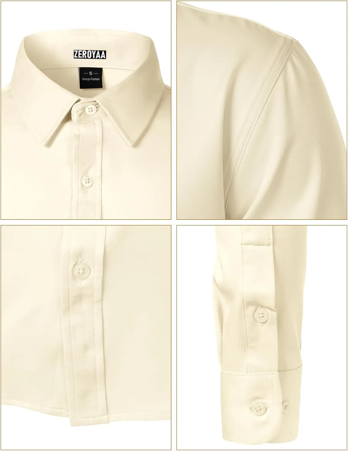 ZEROYAA Men's Wrinkle Free Long Sleeve Dress Shirt Business Casual Modern Slim Fit Button Down Shirts for Wedding and Office