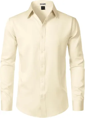 ZEROYAA Men's Wrinkle Free Long Sleeve Dress Shirt Business Casual Modern Slim Fit Button Down Shirts for Wedding and Office